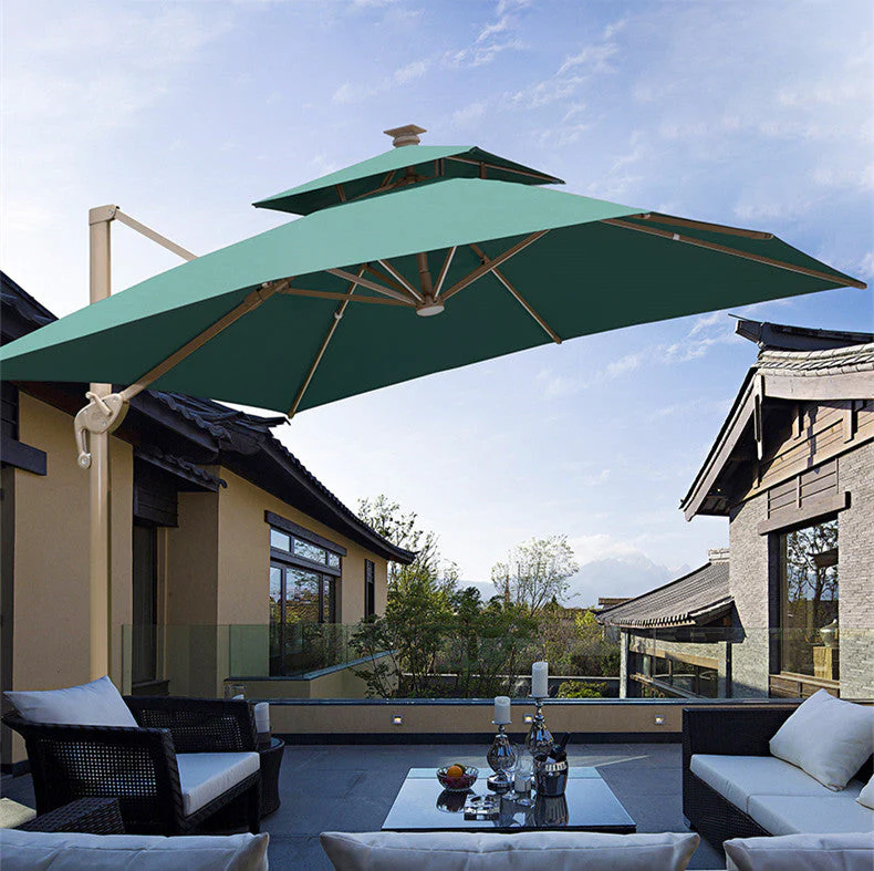 360 Degree Rotating Fully Aluminum Alloy Patio Umbrella with LED Light and Water Sand Tank Base - Image 6