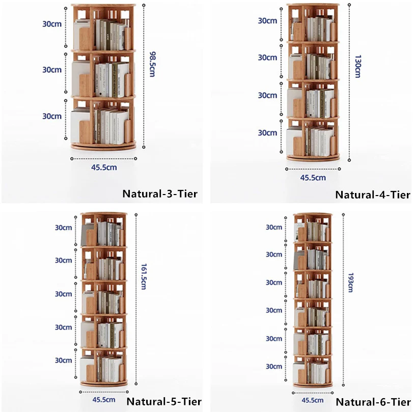360° Rotating Solid Wood Bookshelf - Image 13