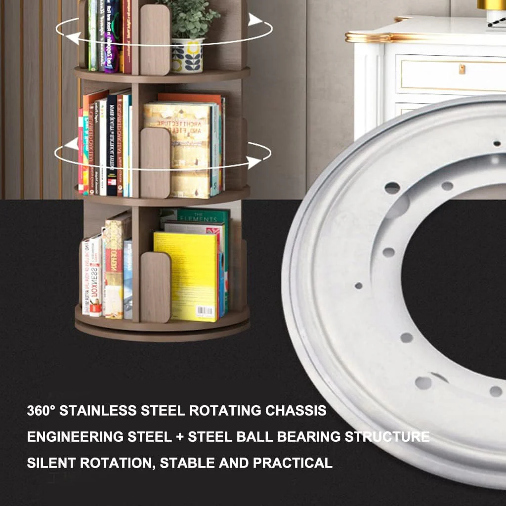 360° Rotating Solid Wood Bookshelf - Image 5