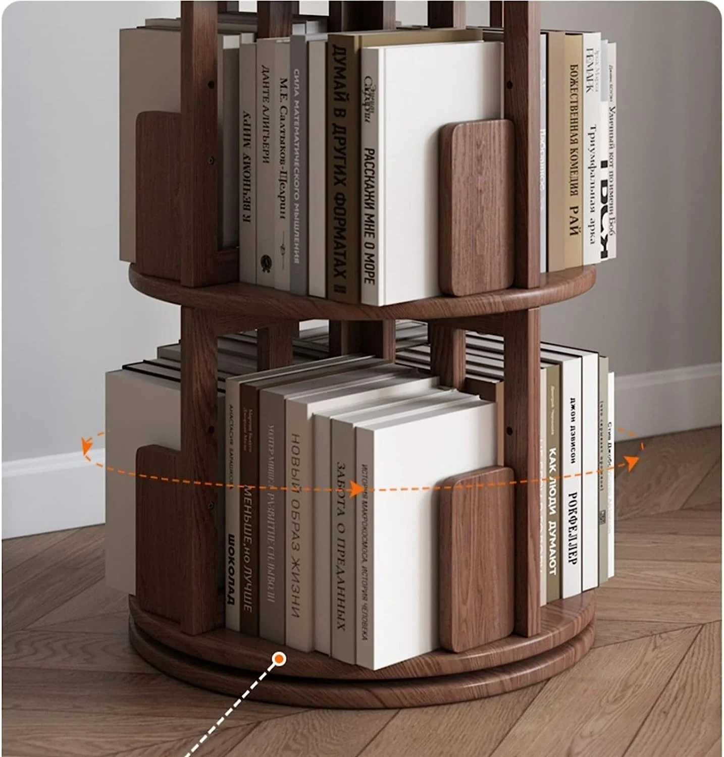 360° Rotating Solid Wood Bookshelf - Image 6