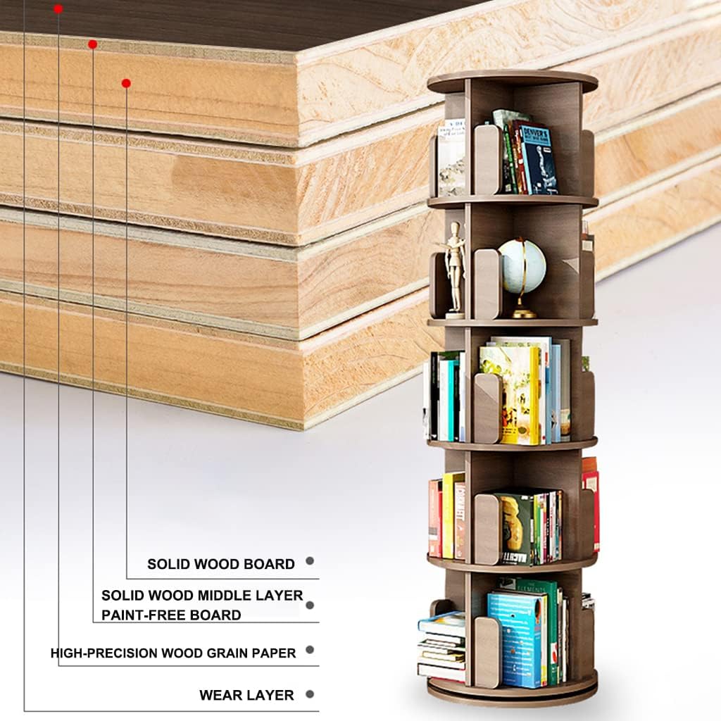 360° Rotating Solid Wood Bookshelf - Image 8