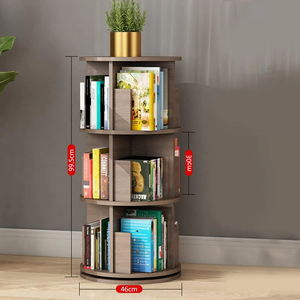 360° Rotating Solid Wood Bookshelf - Image 9