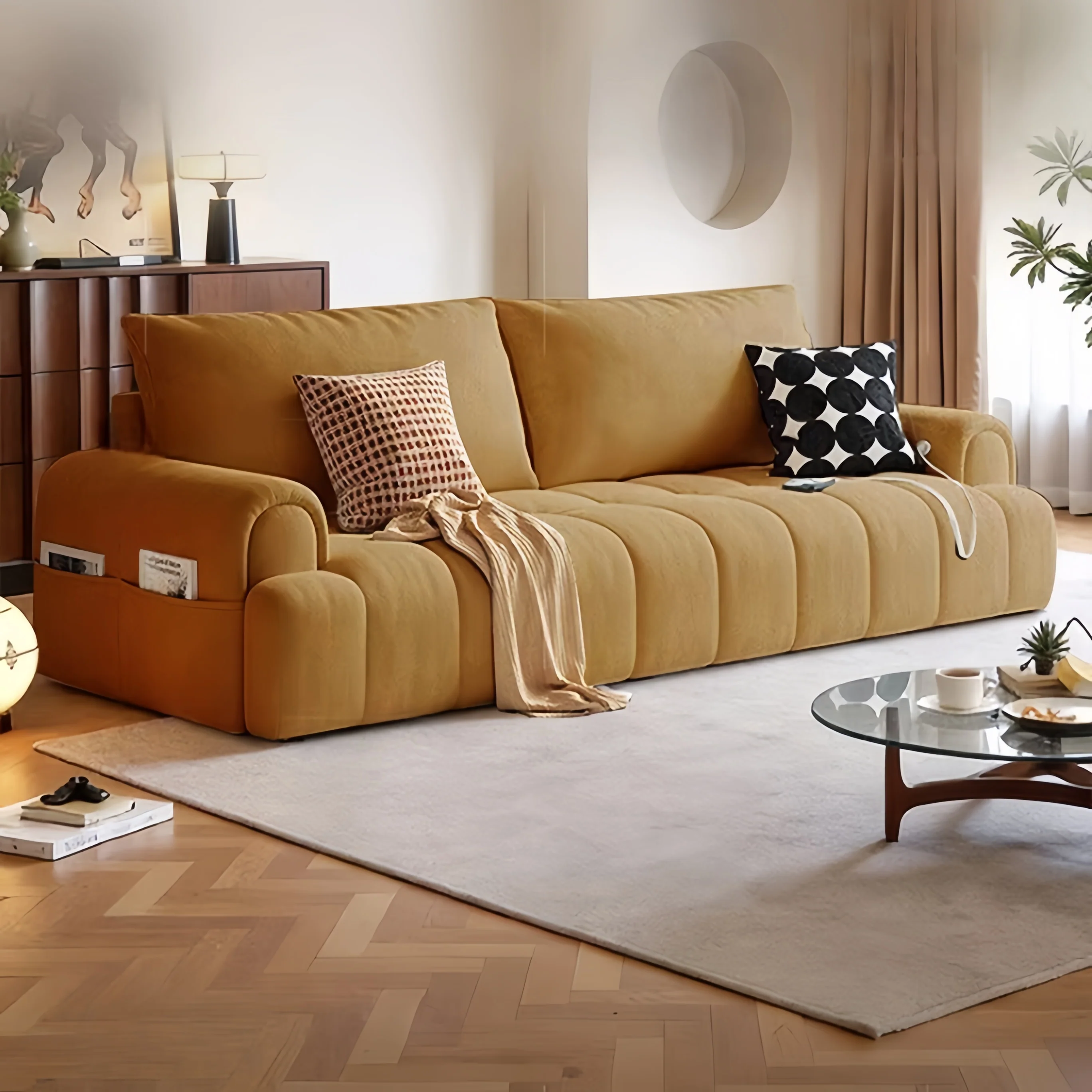 4-in-1 Convertible Microfiber Suede Velvet Sofa Bed - Image 10