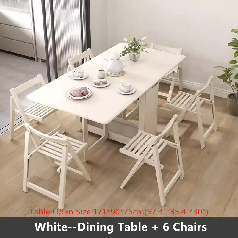 55" and 67" Solid Oak Wood Double Drop Leaf Dining Table with Chairs - Image 12