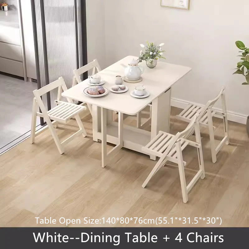 55" and 67" Solid Oak Wood Double Drop Leaf Dining Table with Chairs - Image 13