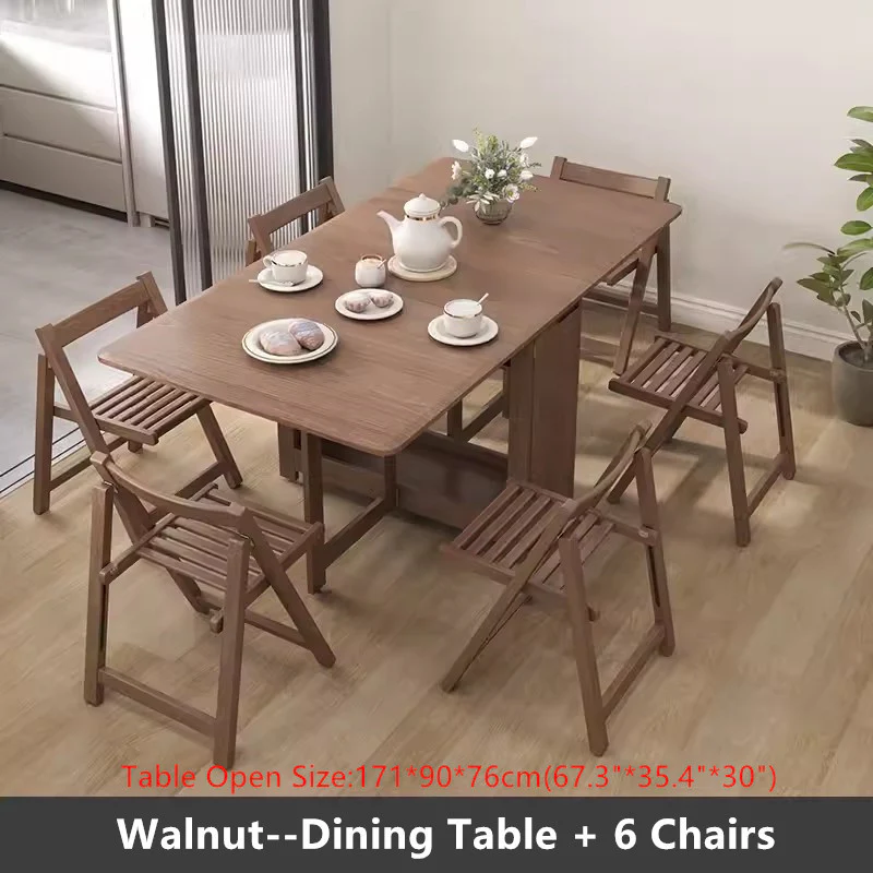 55" and 67" Solid Oak Wood Double Drop Leaf Dining Table with Chairs - Image 16