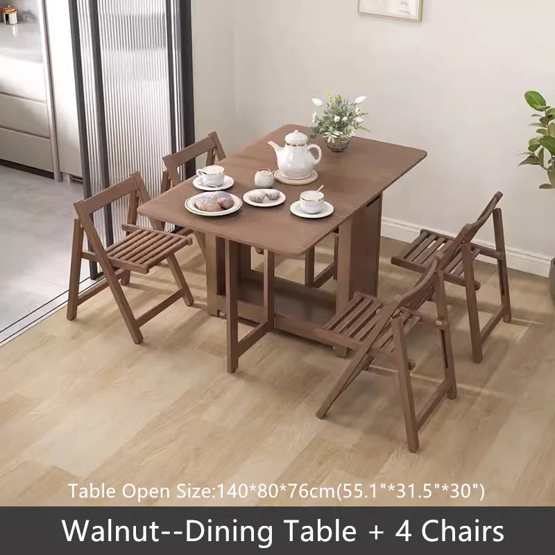 55" and 67" Solid Oak Wood Double Drop Leaf Dining Table with Chairs - Image 17