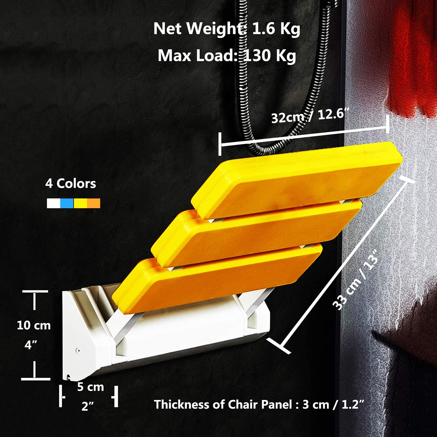 90 Degree Folding Wall Mounted  Shower Seat - Image 5
