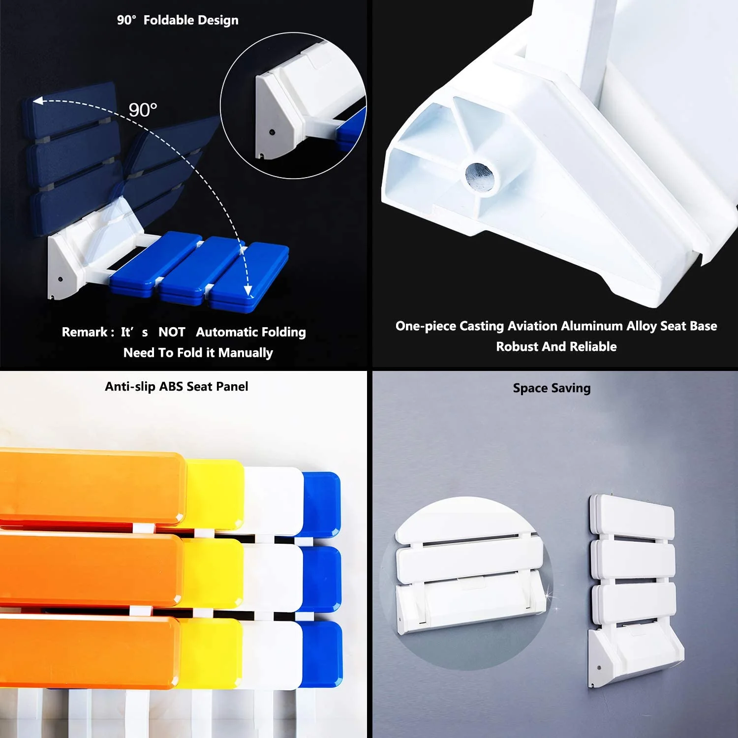 90 Degree Folding Wall Mounted  Shower Seat - Image 6