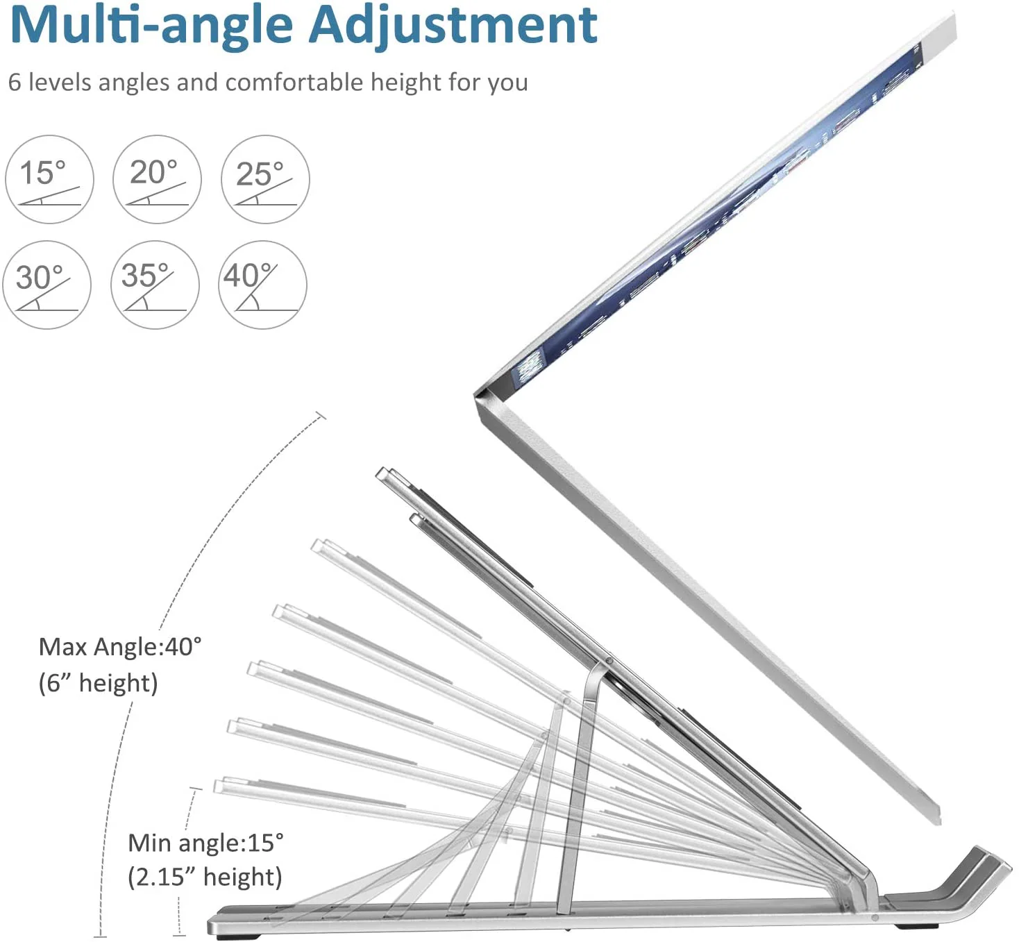Adjustable Aluminum Laptop Computer Stand - Image 4