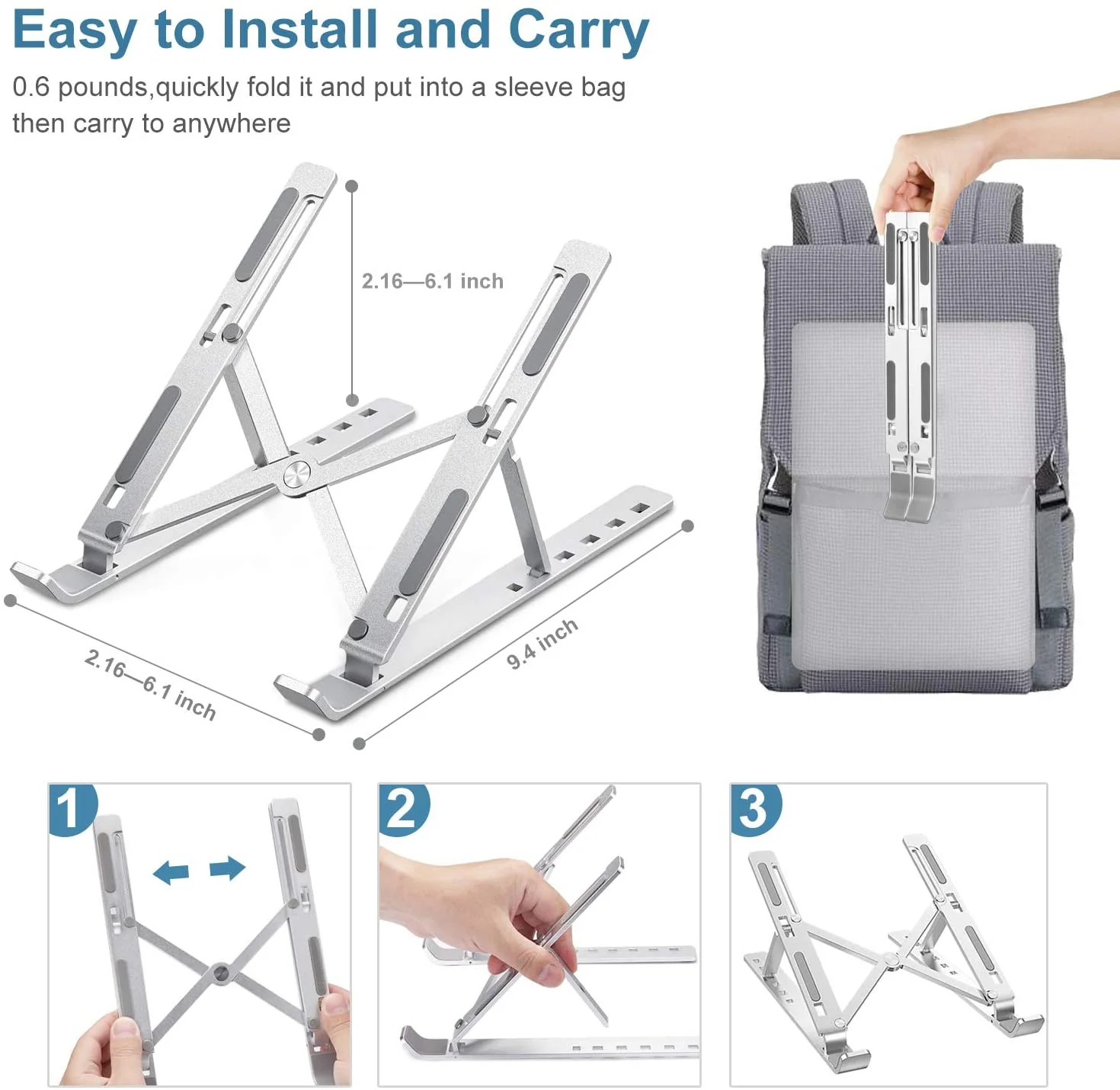 Adjustable Aluminum Laptop Computer Stand - Image 6