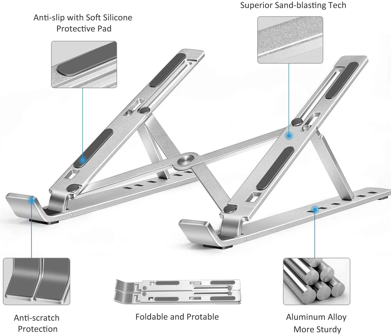Adjustable Aluminum Laptop Computer Stand - Image 7