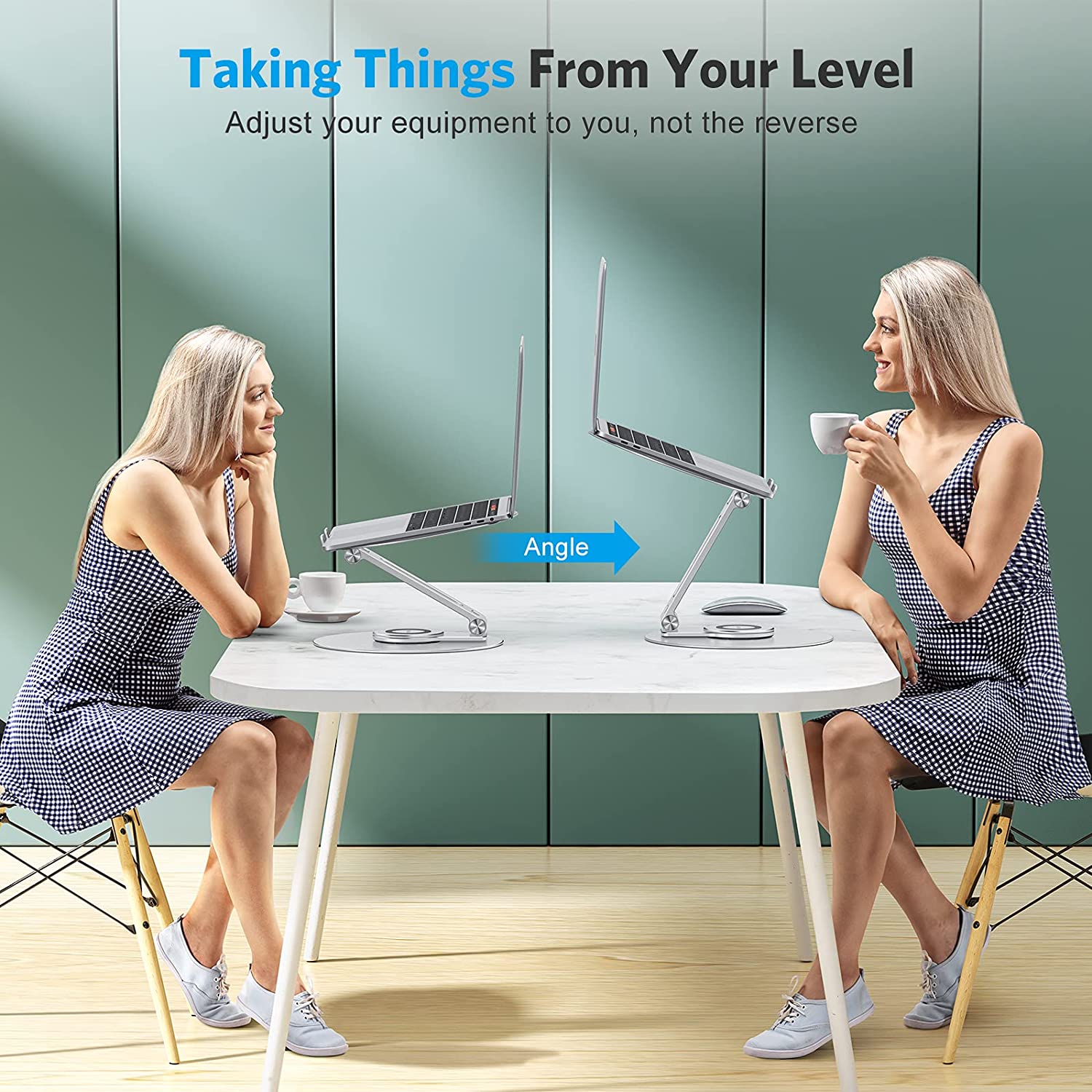 Adjustable Aluminum Laptop Stand with 360 Rotating Base - Image 5