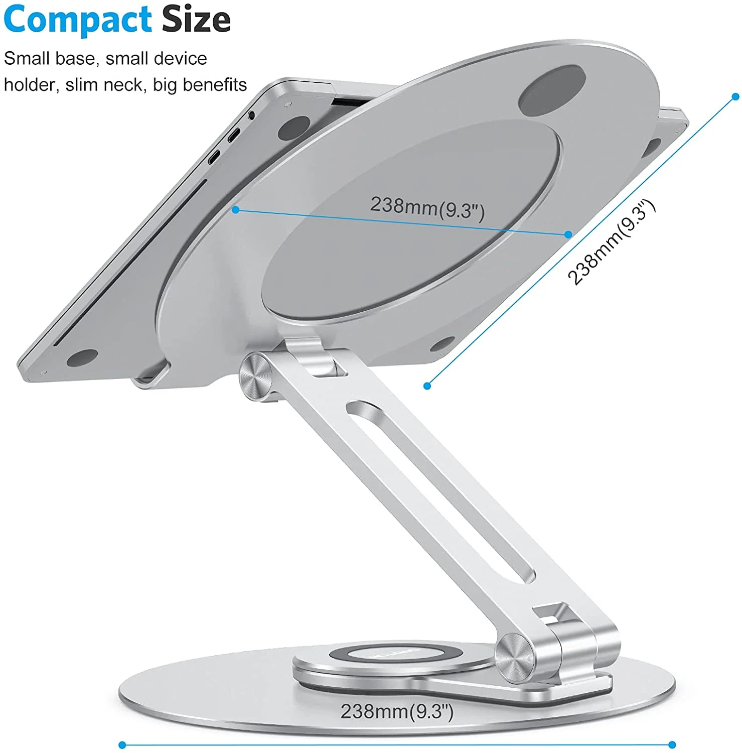 Adjustable Aluminum Laptop Stand with 360 Rotating Base - Image 7