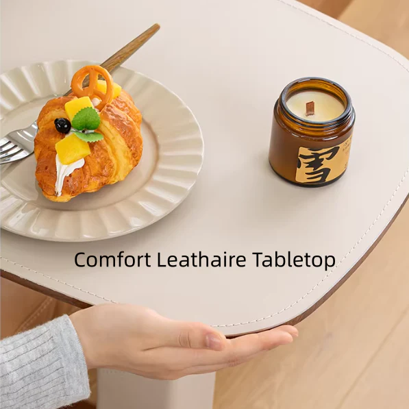 Adjustable Height Rotating Flip Tabletop C-Shaped End Table with Invisible Wheels - Image 7