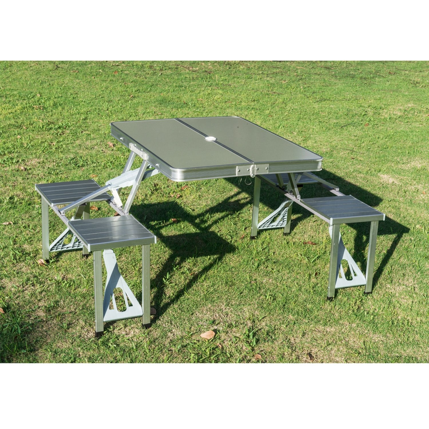 Aluminium Alloy Outdoor Camping Picnic Table Integrated Folding Table and Chair - Image 7