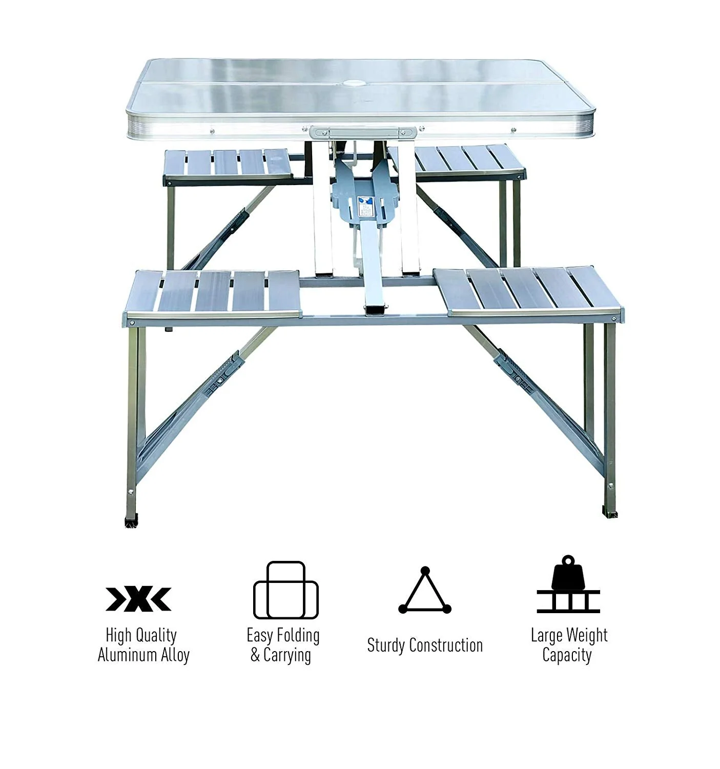Aluminium Alloy Outdoor Camping Picnic Table Integrated Folding Table and Chair - Image 8