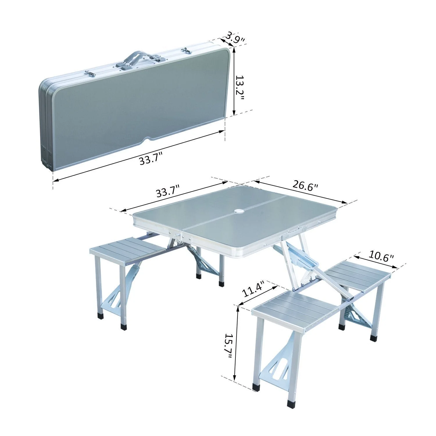 Aluminium Alloy Outdoor Camping Picnic Table Integrated Folding Table and Chair - Image 9