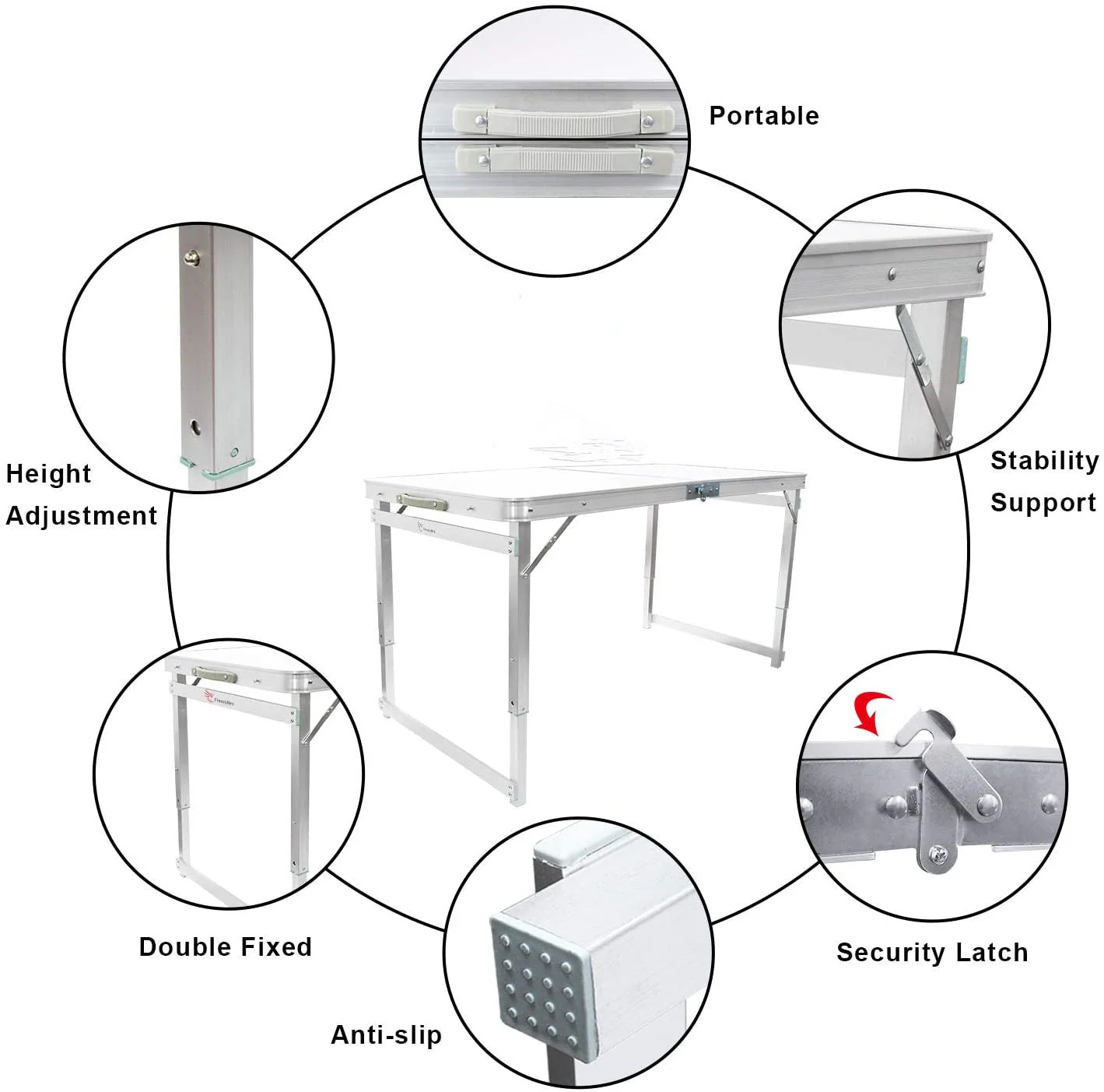 Aluminum Folding Picnic Table with 4 Stools - Image 5