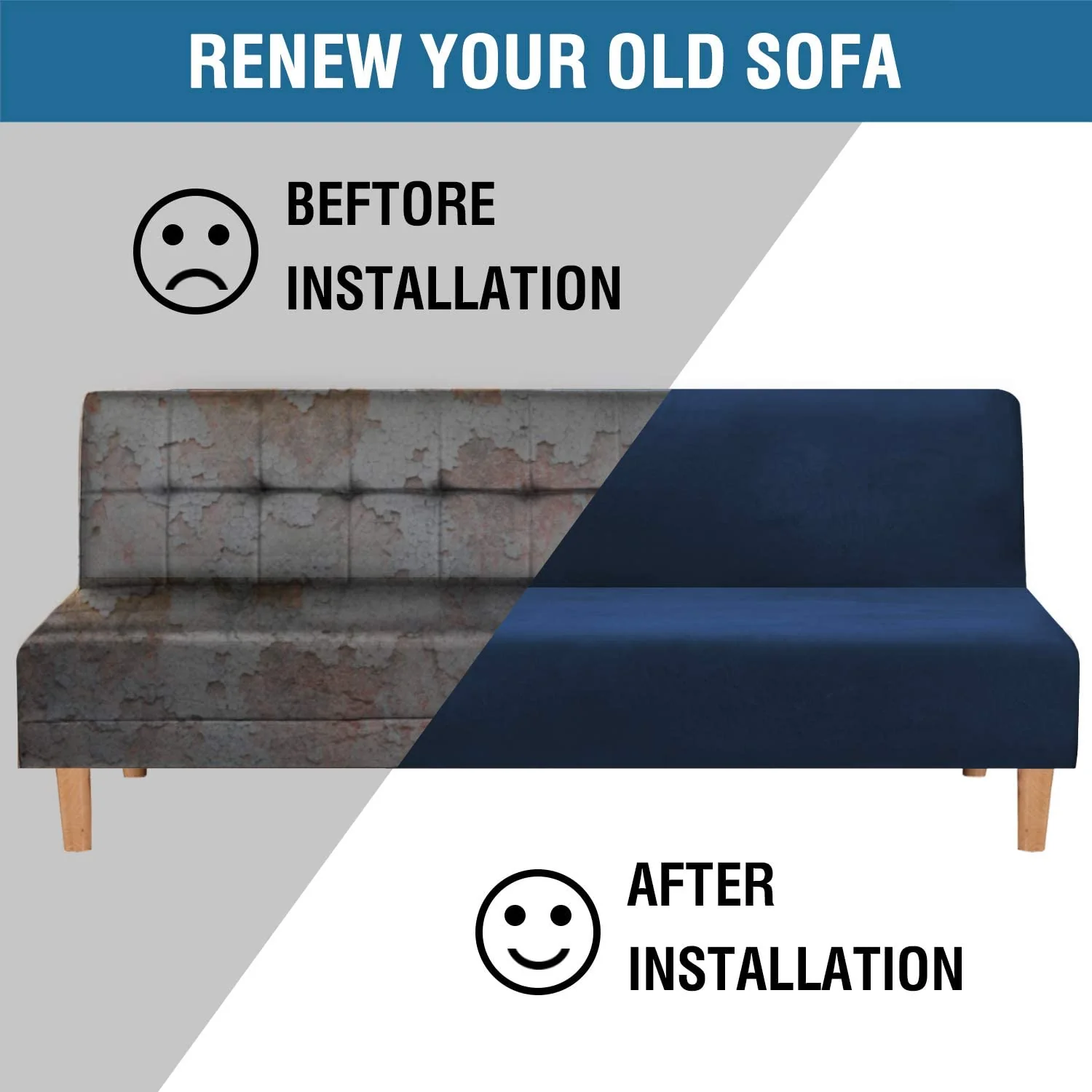 Armless Futon Sofa Stretch Slipcovers - Image 2