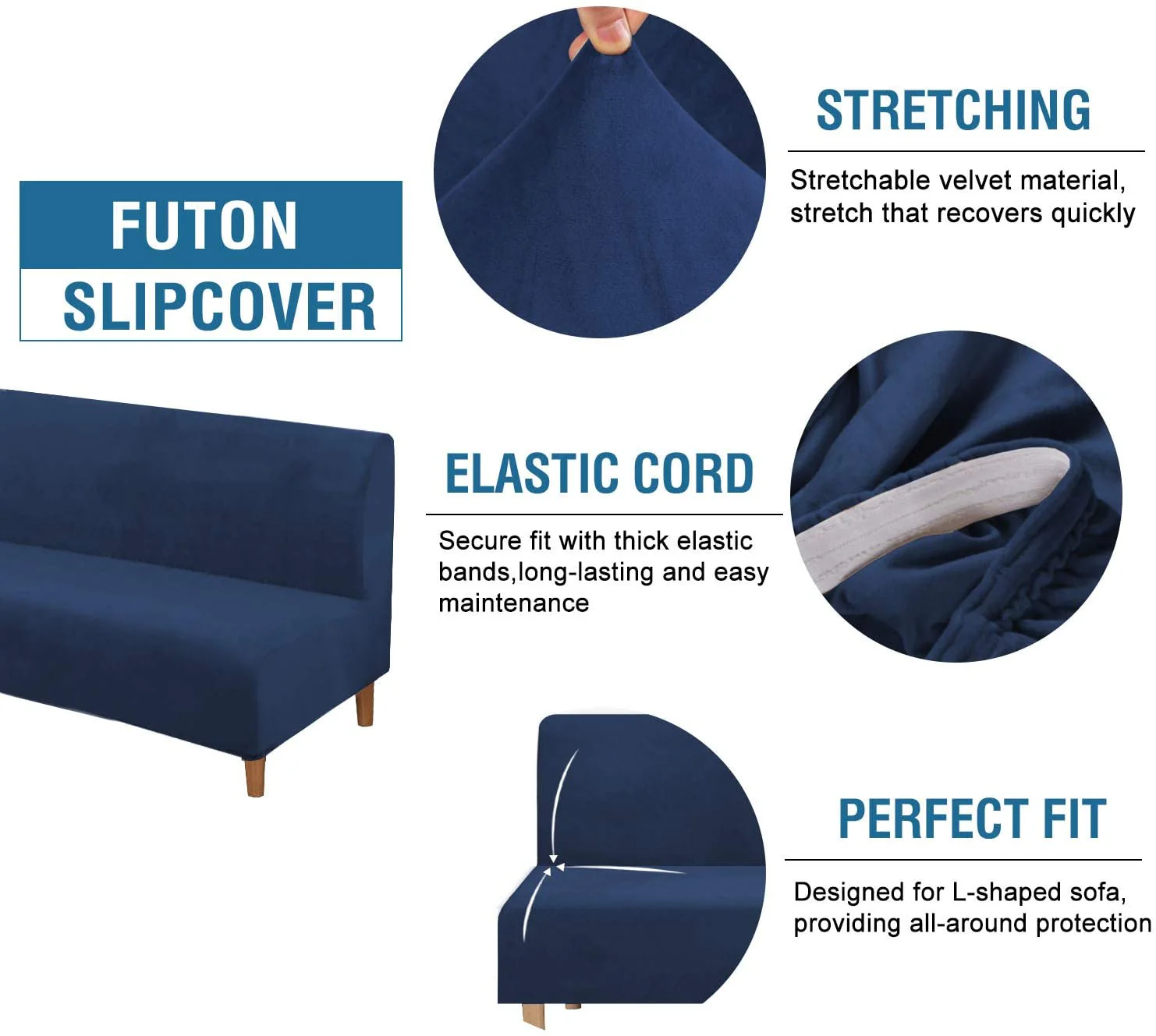 Armless Futon Sofa Stretch Slipcovers - Image 4