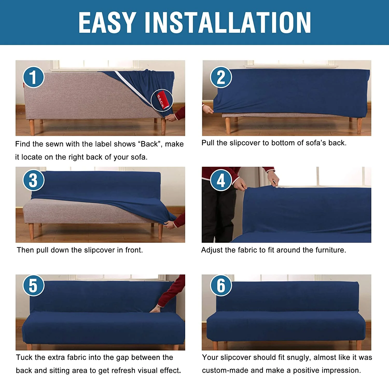 Armless Futon Sofa Stretch Slipcovers - Image 5