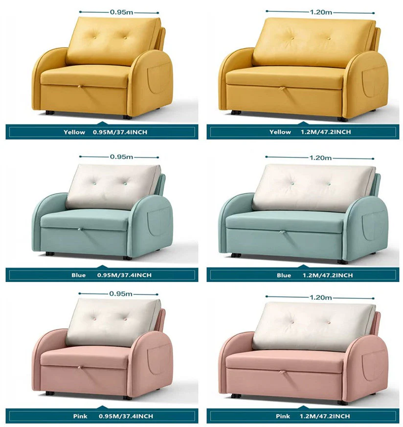 Balcony Sofa Sleeper Chair with Foldable Side Table and Pocket - Image 7