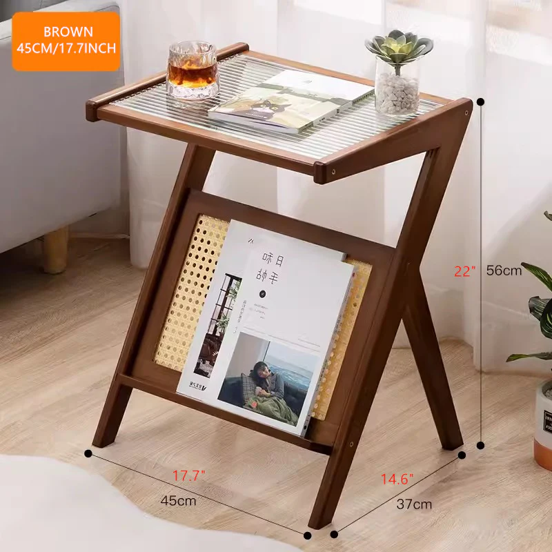 Bamboo Rattan End Table with Storage - Image 10