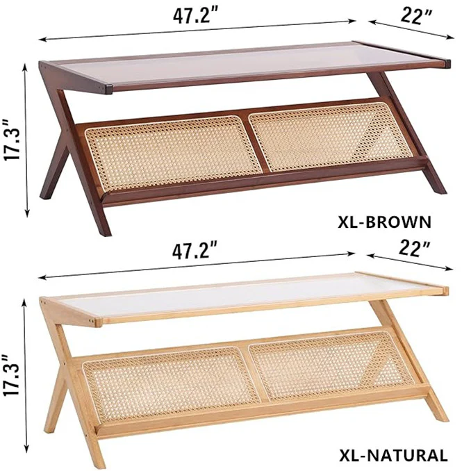 Bamboo Rattan End Table with Storage - Image 14
