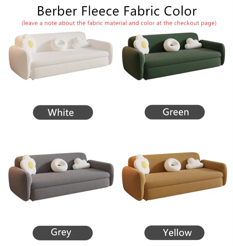 Berber Fleece Solid Wood Sofa Bed With Underneath Storage - Image 8