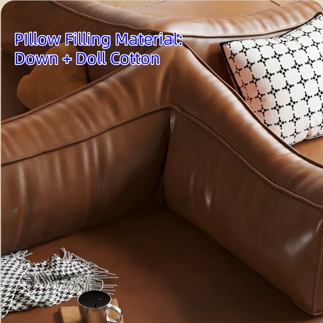 Boneless Modular Oil Wax Leather Sofa Bed - Image 12