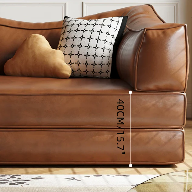 Boneless Modular Oil Wax Leather Sofa Bed - Image 14
