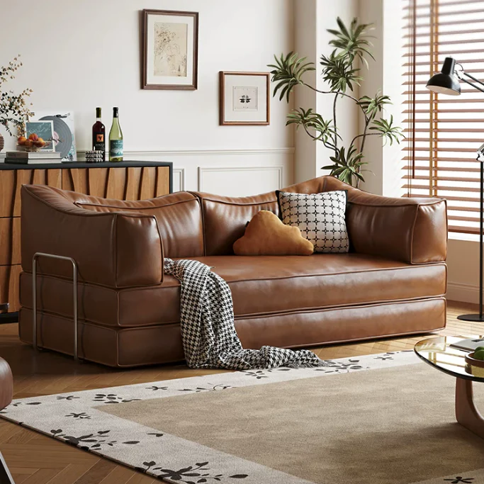 Boneless Modular Oil Wax Leather Sofa Bed - Image 2