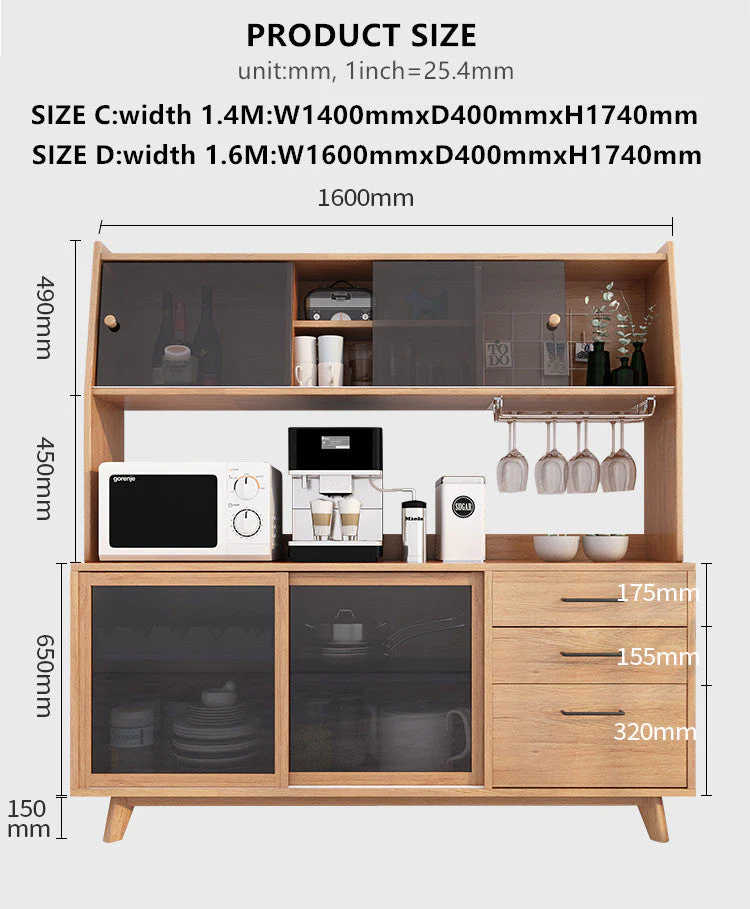Buffets  Server with Hutch and Slide Glass Doors - Image 5