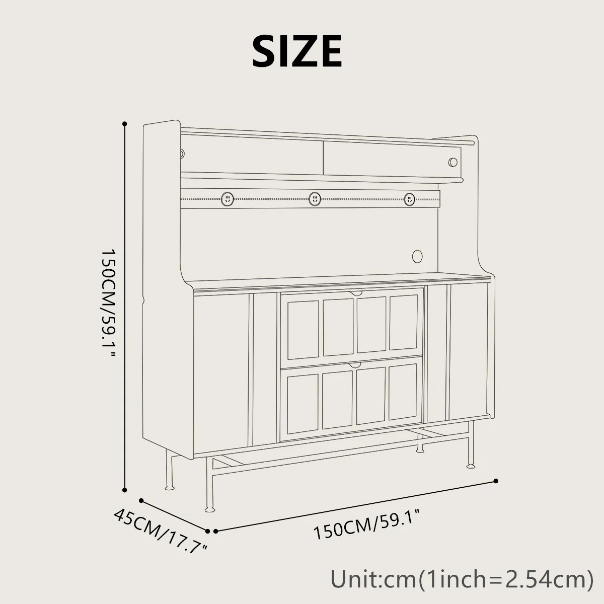 Buxus Boxwood WEILAI Sideboard Buffet Cabinet - Image 11