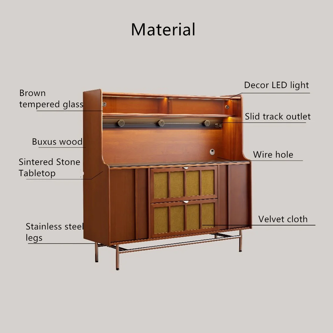 Buxus Boxwood WEILAI Sideboard Buffet Cabinet - Image 12