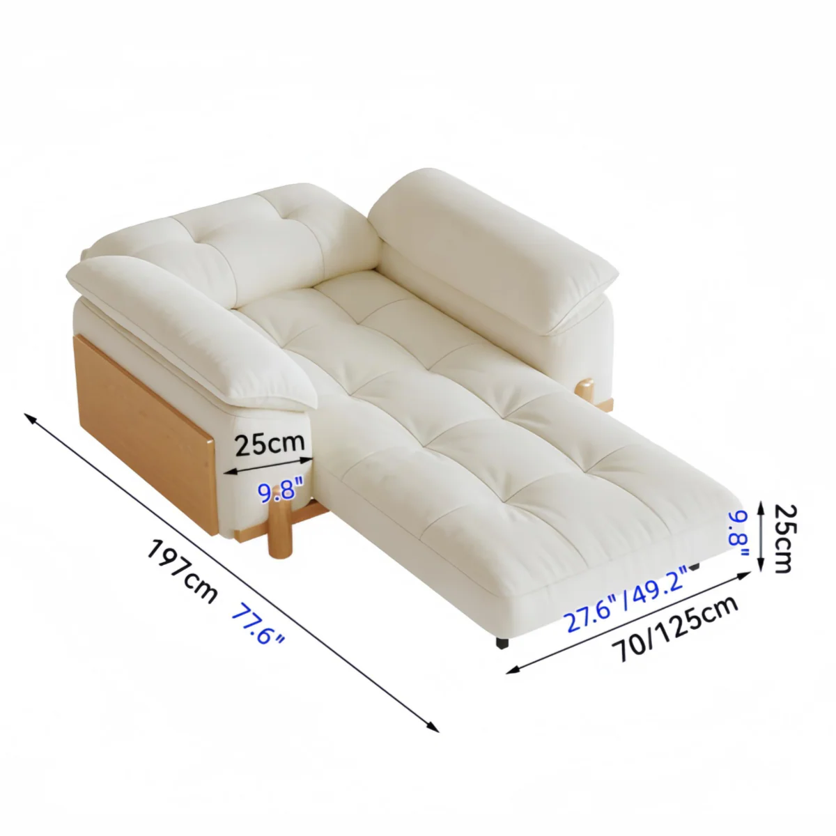 CITRUS 3-In-1 Microfiber Suede Velvet Convertible Sofa Bed - Image 21