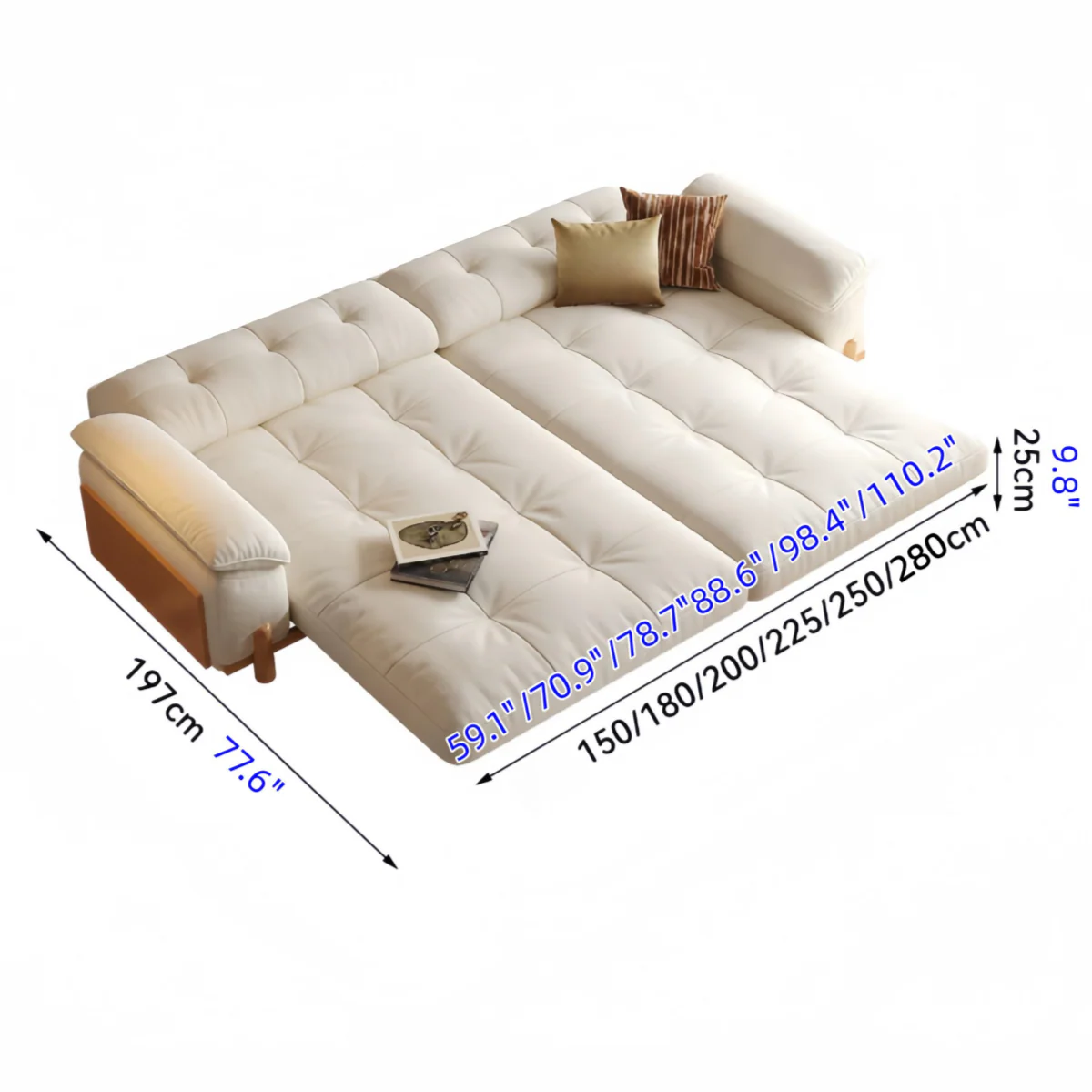 CITRUS 3-In-1 Microfiber Suede Velvet Convertible Sofa Bed - Image 23