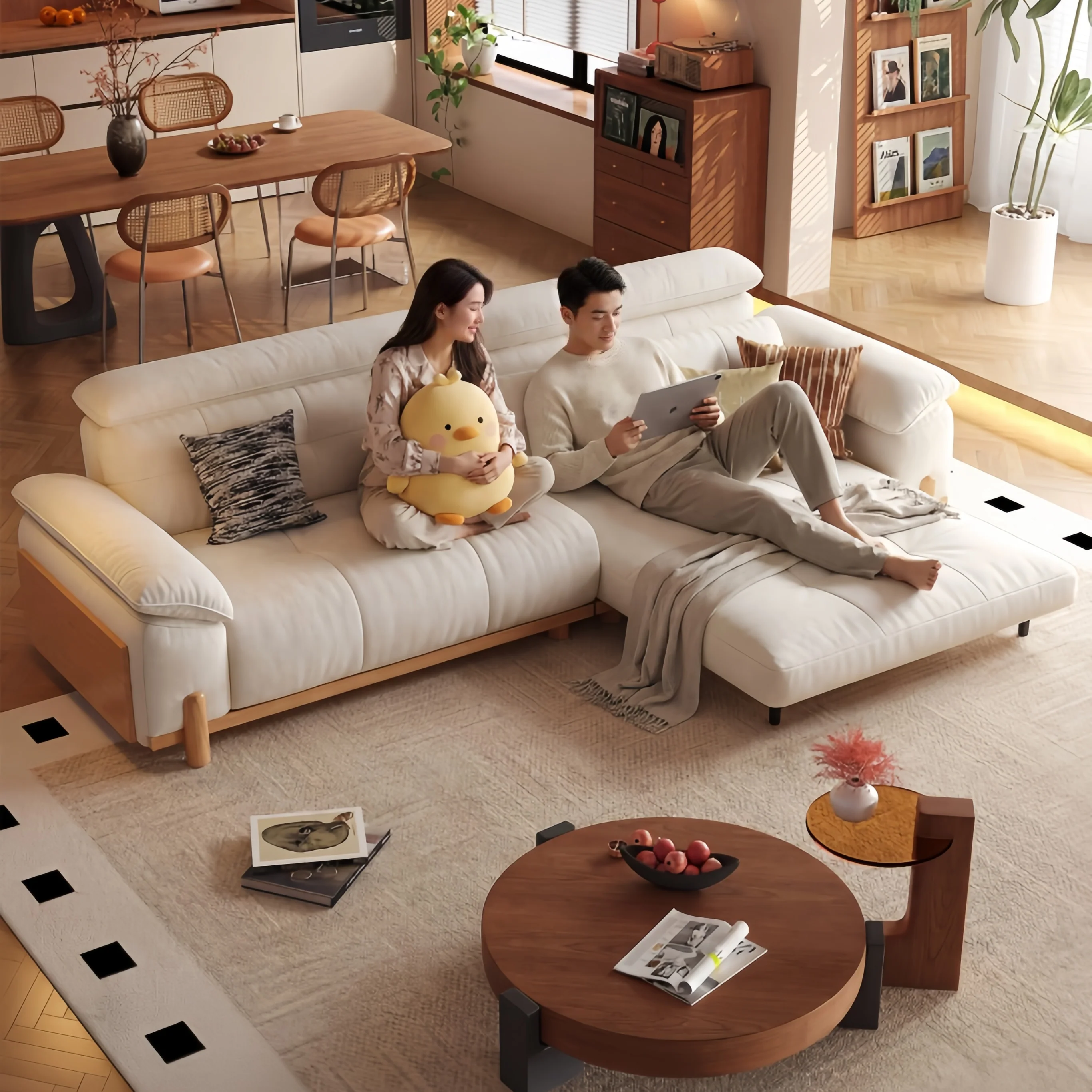 CITRUS 3-In-1 Microfiber Suede Velvet Convertible Sofa Bed - Image 4