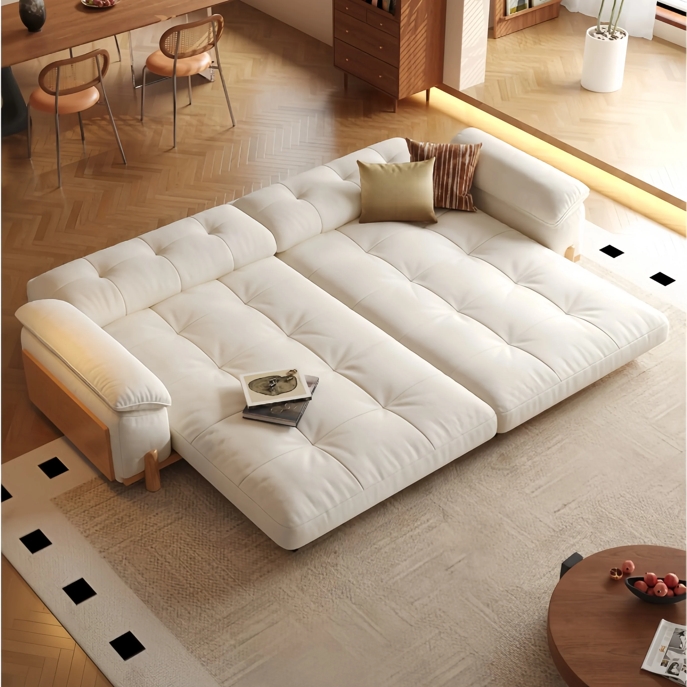CITRUS 3-In-1 Microfiber Suede Velvet Convertible Sofa Bed - Image 5