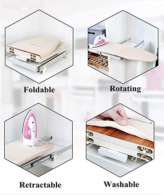 Closet Pull-Out Retractable Space Saving Ironing Board - Image 5