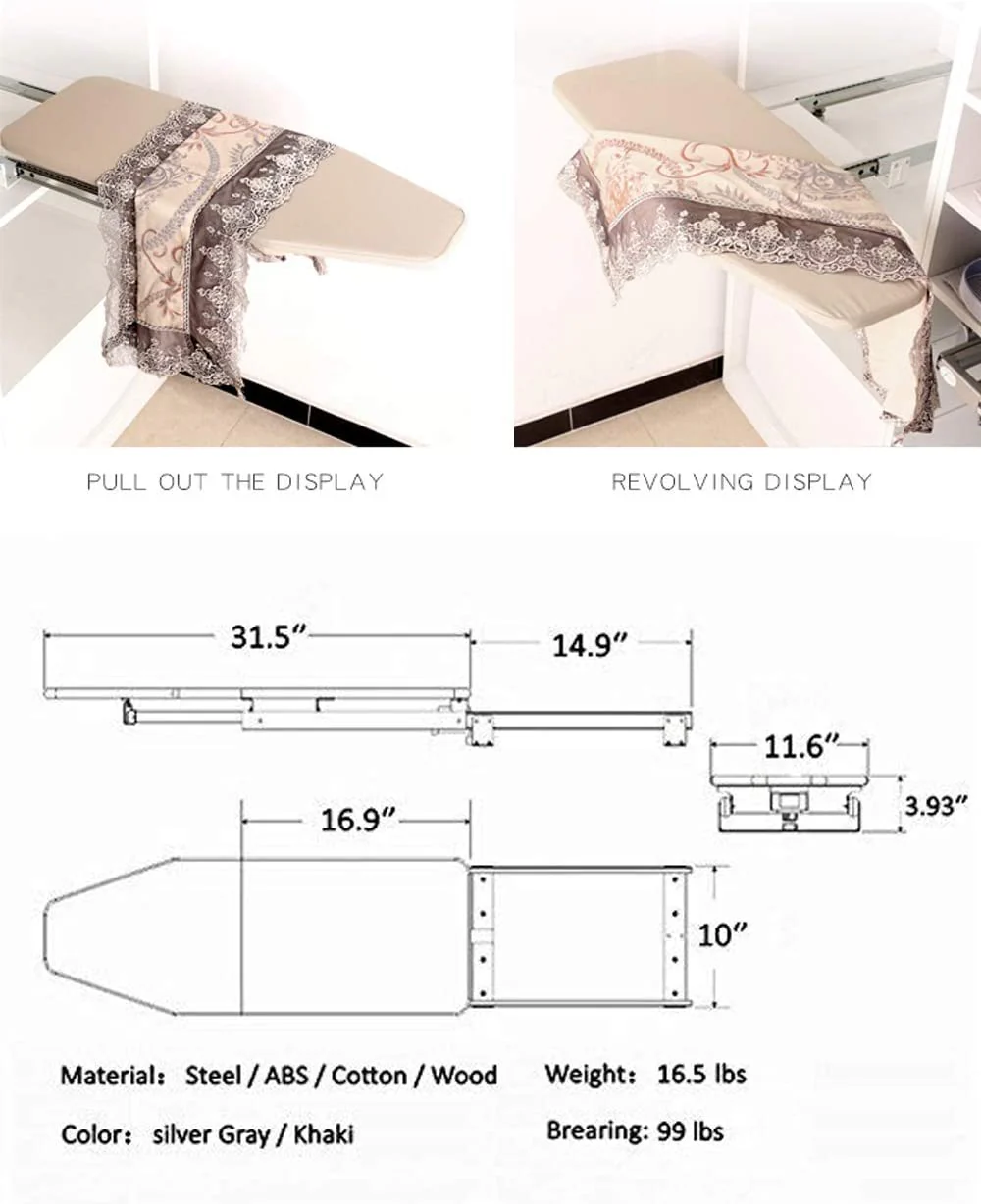 Closet Pull-Out Retractable Space Saving Ironing Board - Image 8