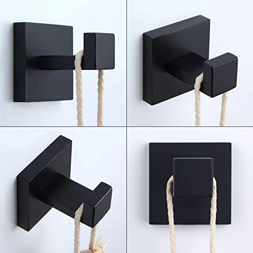 Coat hooks wall rack wall mount stainless steel black bathroom hangers - Image 2