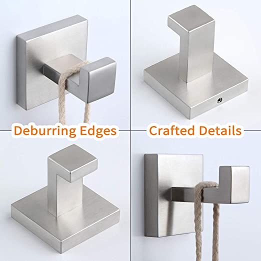 Coat hooks wall rack wall mount stainless steel black bathroom hangers - Image 4