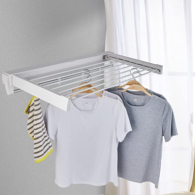 Collapsible Wall Mounted Clothes Drying Rack With 7 Drying Rails - Image 4