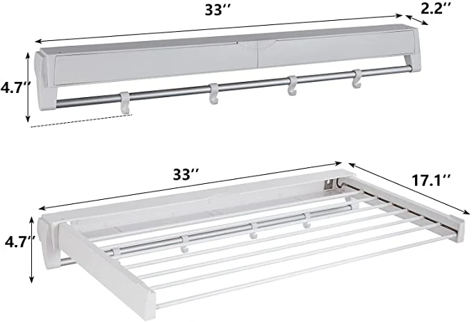 Collapsible Wall Mounted Clothes Drying Rack With 7 Drying Rails - Image 7