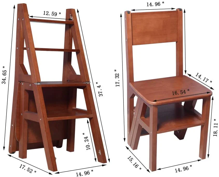 Convertible Ladder Chair Library Kitchen Step Stool - Image 10