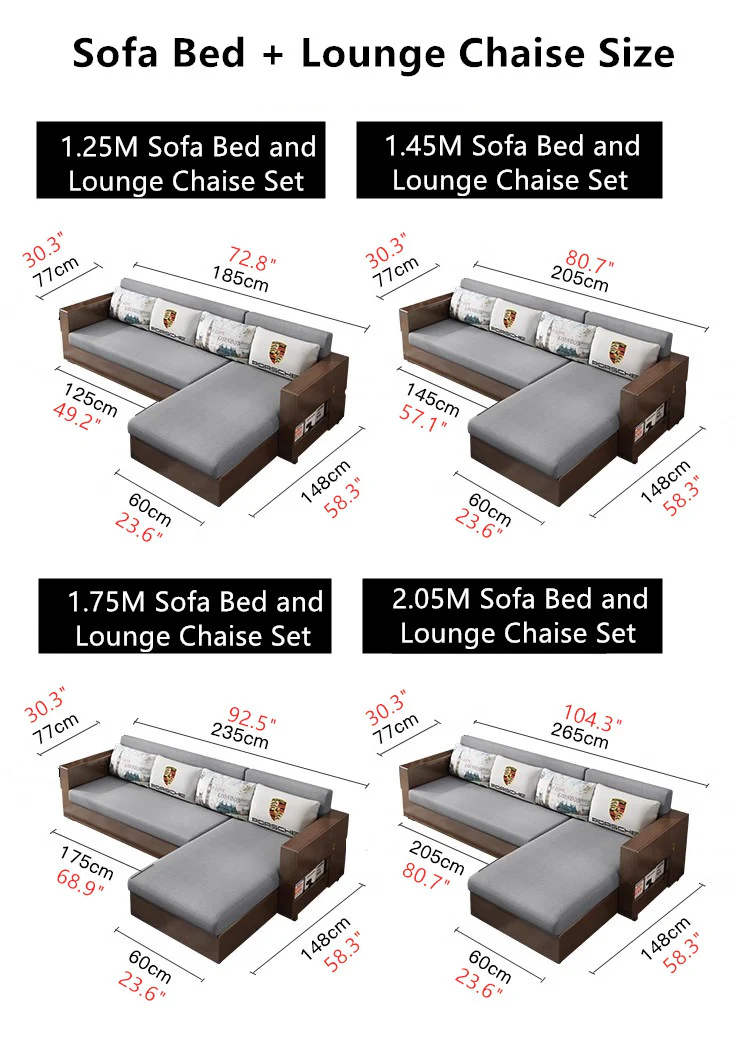 Convertible Sofa Bed and Lounge Chaise Set with Underneath Storage - Image 11