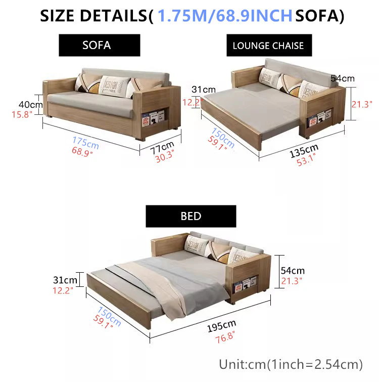 Convertible Sofa Bed and Lounge Chaise Set with Underneath Storage - Image 14