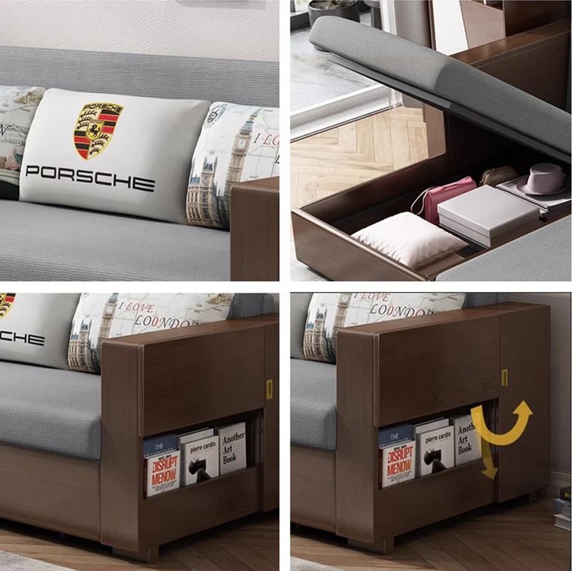 Convertible Sofa Bed and Lounge Chaise Set with Underneath Storage - Image 2